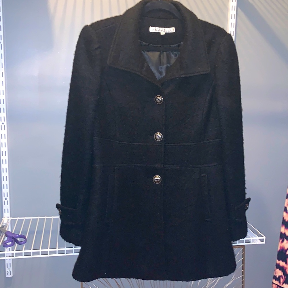 Black Wool & Polyester Coat